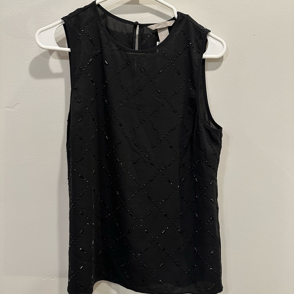 H&M Women’s Beaded Black Tank. Size 6.